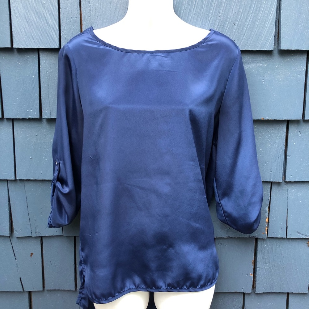 Navy blue satin top